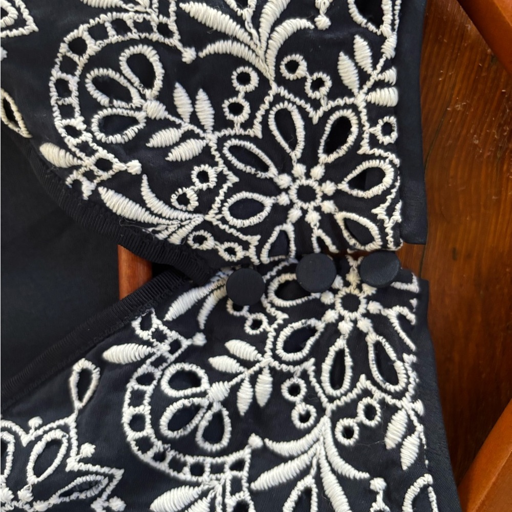 J. Crew Embroidered Eyelet Maxi Dress in Navy - Picture 7 of 7
